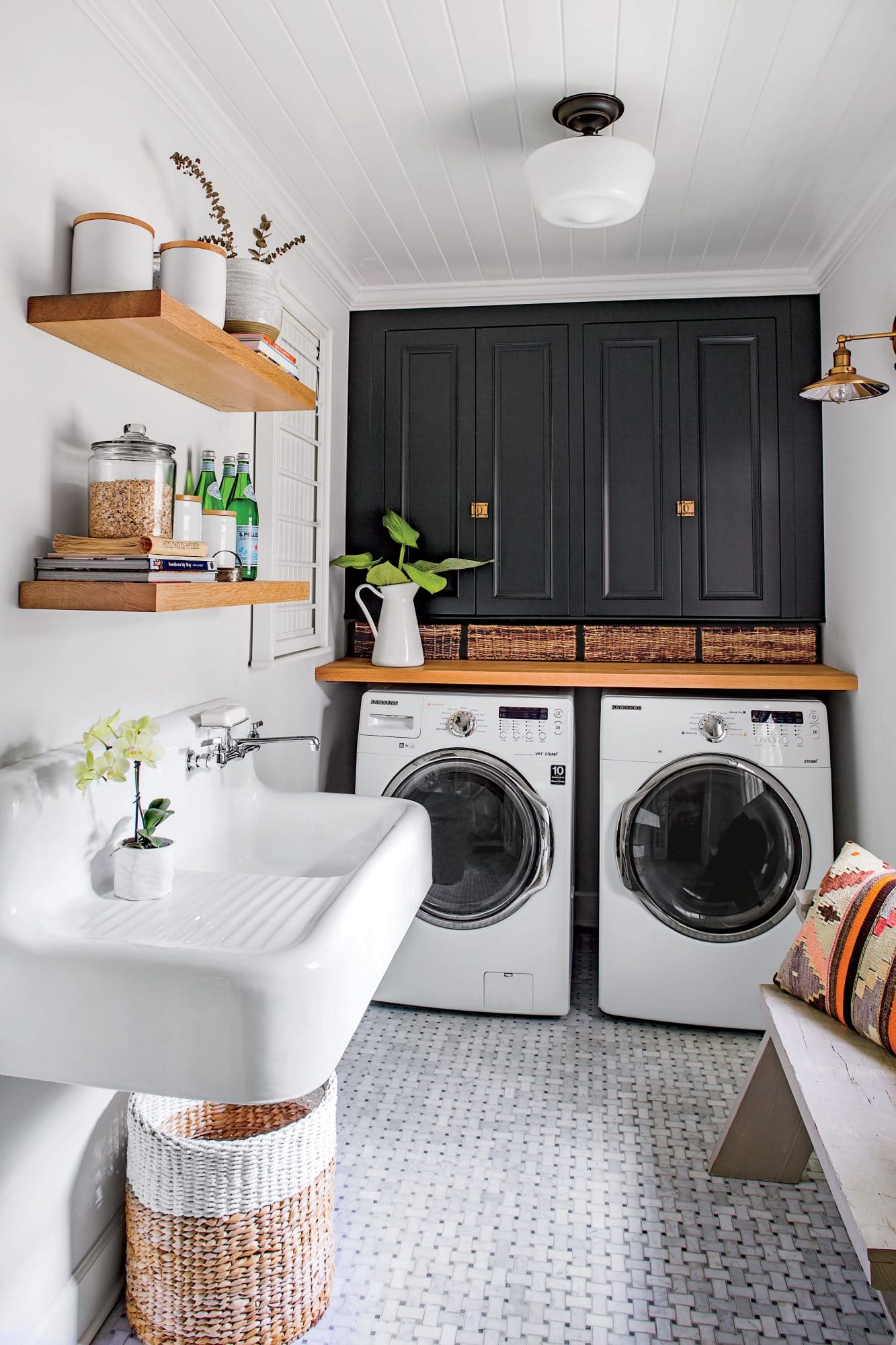 Modern laundry room tile.