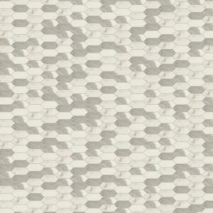 Daltile - Marble Attache Calacatta, Linear Hexagon, 2X5, Matte